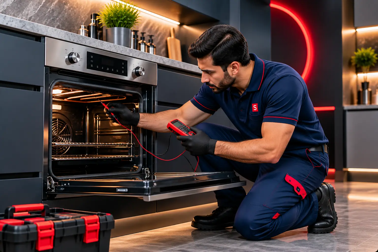 Oven repair in a stylish kitchen